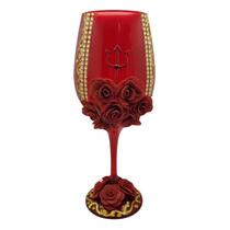Taça Luxo Altar Pomba Gira Rosas Vermelhas 490ml em Vidro