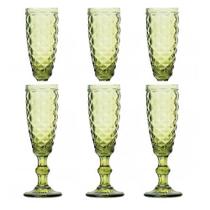Taça p/degustação champanhe de vidro verde 6 peças