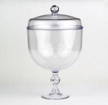 Taça P/ Pavê Sobremesa Acrílico 1250ml Com Tampa Kit 3 Peças (Cristal)