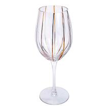 Taça p/Vinho Cristal Listras Horiz. Douradas 455ml - Unid.