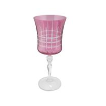 Taça para água lapidada em cristal ecológico Bohemia Grace 300ml magenta