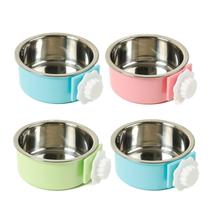 Taça para cães kathson, 4 peças grandes de aço inoxidável suspenso