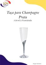 Taça para Champagne base Prata 150ml c/ 6 unid - Silver Plastic - bebidas, drink (15266)