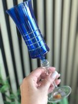 Taça para champanhe Grace lapidada em cristal ecológico 190ml A25cm cor azul