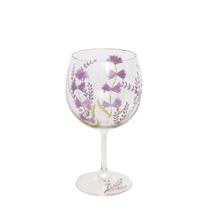 Taça para Gin Cristal Pintada à Mão Flor Lilás Taça para Gin Cristal Pintada à Mão Flor Lilás