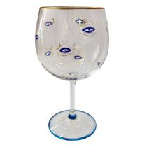 Taça para Gin Cristal Pintada à Mão Olho Grego Taça para Gin Cristal Pintada à Mão Olho Grego