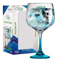 Taça Para Gin Tonica Bebidas Drinks Vidro Gambo 705ml Azul Ruvolo