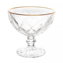Taça Para Sobremesa de Vidro 250ml Sorvete Luxo Borda Dourada