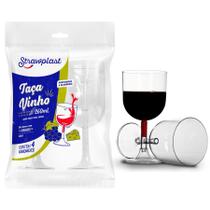 Taça Para Vinho Acrílico Descartável Strawplast 260ml - 4 Taças