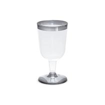 Taça para Vinho Borda Prata - 12 unidades - 210 ml - Silver Festas