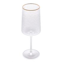 Taça para Vinho de Cristal Ecológico Martelado com Borda Dourada Petra 500mL 2847 - Lyor Taça para Vinho de Cristal Ecológico Martelado com Borda Dourada Petra 500mL 2847 - Lyor