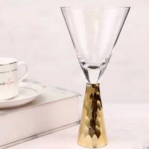 Taça para Vinho de Vidro Calice com Haste Dourada 280ml Taça para Vinho de Vidro Calice com Haste Dourada 280ml