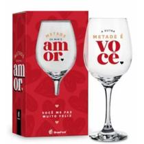 Taça para Vinho em Vidro Metade de Mim é Você 385ml - BrasFoot