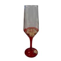 Taça Pomba Gira Leque Rosa Vermelha Champagne Vidro 186ml