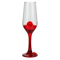 Taça Pomba Gira Luxo Rosa Vermelha Haste Vermelha Champ186Ml