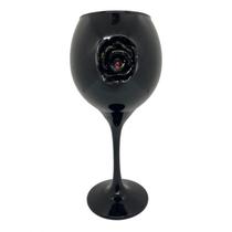 Taça Pomba Gira Negra Com Rosa Negra 20 Cm Vidro 400 Ml - Bialluz Presentes