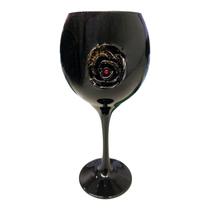Taça Pomba Gira Negra com Rosa Negra 20 cm Vidro 400 ml