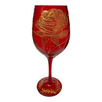 Taça Pomba Gira Vermelha E Rosa Dourada Barone Cristal 490Ml - Meta Atacado Taça Pomba Gira Vermelha E Rosa Dourada Barone Cristal 490Ml - Meta Atacado