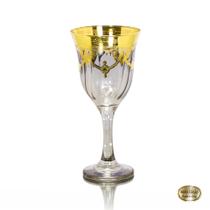Taça pra Agua Cristal Italiano Fumê Guirlandas em Ouro Taça pra Agua Cristal Italiano Fumê Guirlandas em Ouro