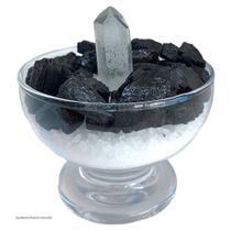 Taça Proteção Pedra Turmalina Negra Ponta De Cristal E Sal Grosso 7cm - EQUILIBRIO