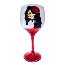 Taça Rosa Caveira Perfil Royal Luxo 365ml Vidro