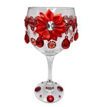 Taça Royal Cigana Vermelha Flor Vidro 365 ml