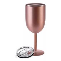 Taça Térmica Parede Dupla Inox Rosé Gin Vinho Chá e Café 480ml