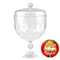 Taça Transparente com Tampa Alta 1250ml Blue Star Luxo Gourmet Reforçada Doces Sobremesas