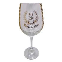 Taça Vidro Bodas De Ouro 50 Anos Luxo Casal Vinho