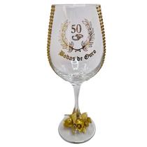 Taça Vidro Bodas de Ouro 50 Anos Rosas Casal Vinho Taça Vidro Bodas de Ouro 50 Anos Rosas Casal Vinho
