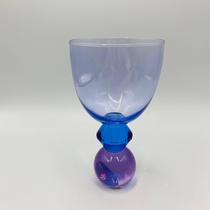 Taça Vidro Bola Purple e Azul Lapidada 300ml 16x10cm