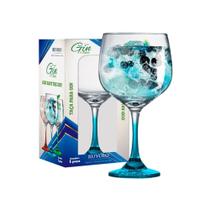 Taça Vidro Gin Tonica Ruvolo Bicolor Azul 650ml