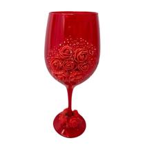 Taça Vidro Pomba Gira Vermelho Com Rosas + Presente Taça Vidro Pomba Gira Vermelho Com Rosas + Presente