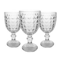 Taça Vidro Transparente Galaxy Diamond Água Suco 340ml 3 Uni