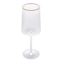 Taça Vinho Cristal Eco Martelado C/ Borda Dourada 500Ml - LYOR