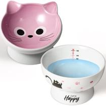 Taças de cerâmica para gatos AISBUGUR, conjunto de 2 caixas de comida para gatos levantadas de 450 ml