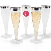 Taças de champanhe de plástico descartáveis Prestee 150mL x24 - Prata Taças de champanhe de plástico descartáveis Prestee 150mL x24 - Prata