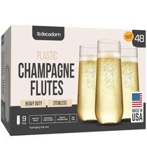 Taças de champanhe DECADORN de plástico transparente de 9 onças (266 ml), pacote com 48 Taças de champanhe DECADORN de plástico transparente de 9 onças (266 ml), pacote com 48