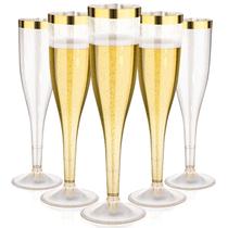 Taças de champanhe Goodluck, pacote com 36, 190 ml, plástico dourado, glitter