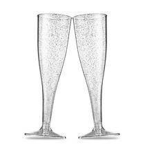 Taças de champanhe Munfix 150mL descartáveis prateadas glitter x100