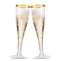 Taças de champanhe Munfix Gold Rimmed 150 ml de plástico transparente x80