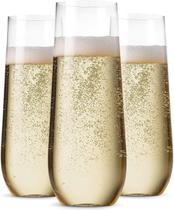 Taças de champanhe Munfix Stemless Plastic 270 ml (pacote com 36)