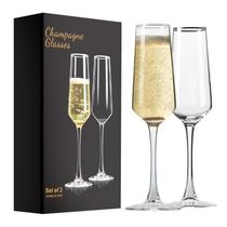 Taças de champanhe PARACITY, conjunto de 2 taças de vidro transparente de 250 ml