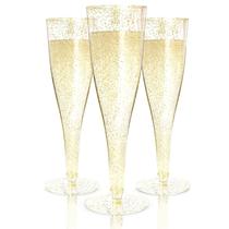 Taças de champanhe Prestee 24 Gold Plastic descartáveis x24 Taças de champanhe Prestee 24 Gold Plastic descartáveis x24