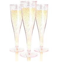Taças de champanhe Prestee, 24 peças de plástico, 130 ml com ouro rosa Taças de champanhe Prestee, 24 peças de plástico, 130 ml com ouro rosa