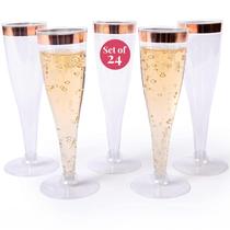 Taças de champanhe Prestee 24 Rose Gold descartáveis 180mL x24 Taças de champanhe Prestee 24 Rose Gold descartáveis 180mL x24