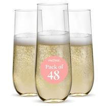 Taças de champanhe Prestee, pacote de 48, sem haste, 270 ml, plástico transparente