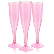 Taças de champanhe WDF de plástico rosa transparente 200 ml (pacote com 36)