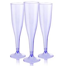 Taças de champanhe WDF de plástico roxo transparente 200 ml (pacote com 36)