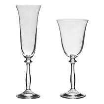 Taças De Cristal Bohemia Para Champanhe e Vinho Angela 12 Peças Taças De Cristal Bohemia Para Champanhe e Vinho Angela 12 Peças